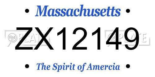 ZX12149 Massachusetts License Plate