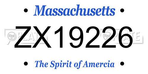 ZX19226 Massachusetts License Plate