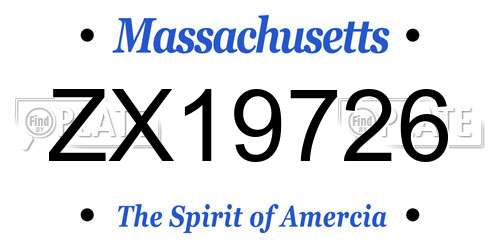 ZX19726 Massachusetts License Plate