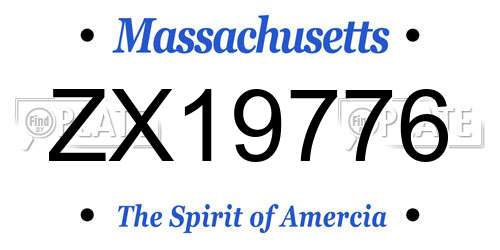 ZX19776 Massachusetts License Plate