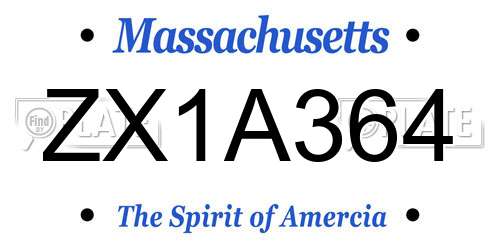 ZX1A364 Massachusetts License Plate