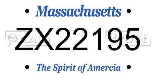 ZX22195 Massachusetts License Plate