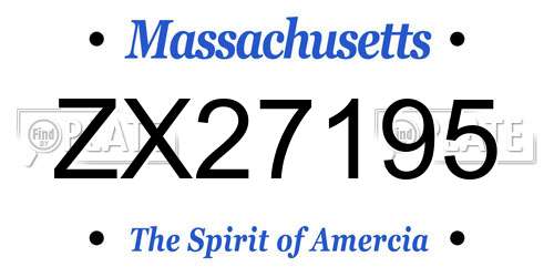 ZX27195 Massachusetts License Plate