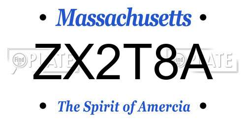 ZX2T8A Massachusetts License Plate