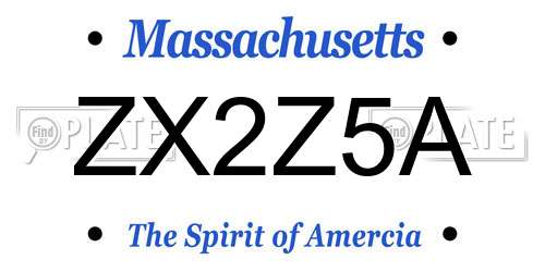 ZX2Z5A Massachusetts License Plate