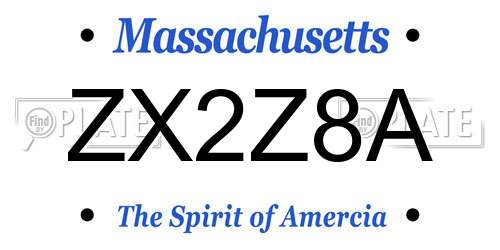 ZX2Z8A Massachusetts License Plate
