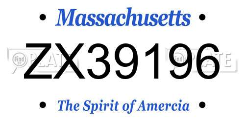 ZX39196 Massachusetts License Plate