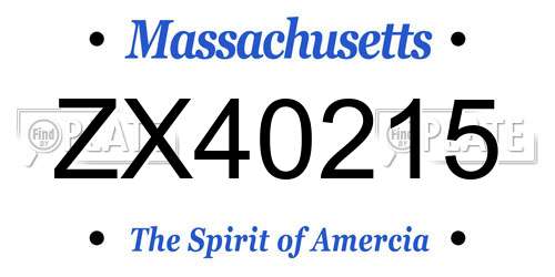 ZX40215 Massachusetts License Plate