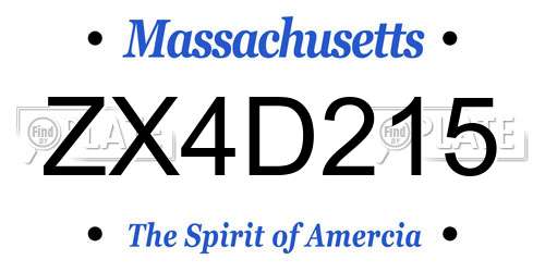 ZX4D215 Massachusetts License Plate