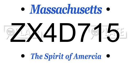 ZX4D715 Massachusetts License Plate