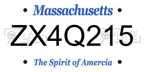ZX4Q215 Massachusetts License Plate