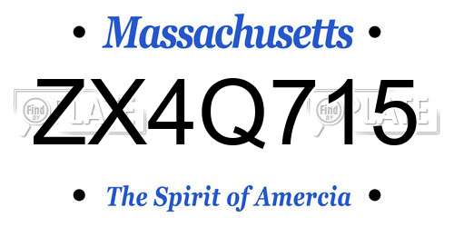 ZX4Q715 Massachusetts License Plate