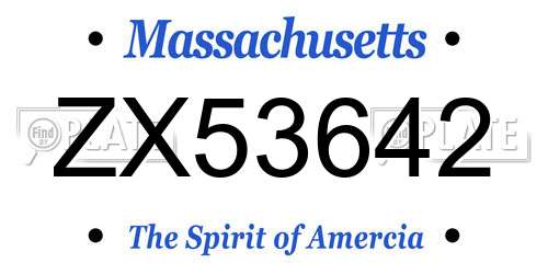 ZX53642 Massachusetts License Plate