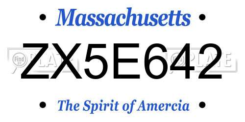 ZX5E642 Massachusetts License Plate