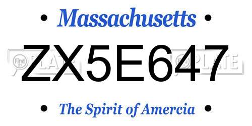 ZX5E647 Massachusetts License Plate