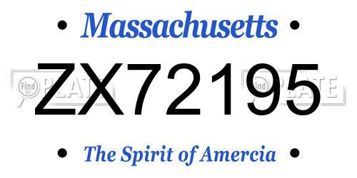 ZX72195 Massachusetts License Plate