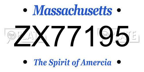 ZX77195 Massachusetts License Plate