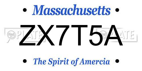 ZX7T5A Massachusetts License Plate