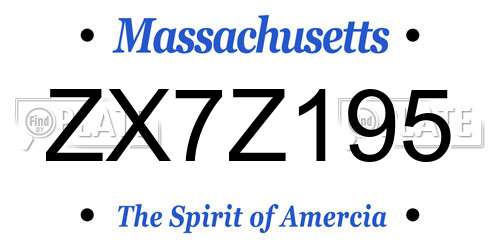 ZX7Z195 Massachusetts License Plate