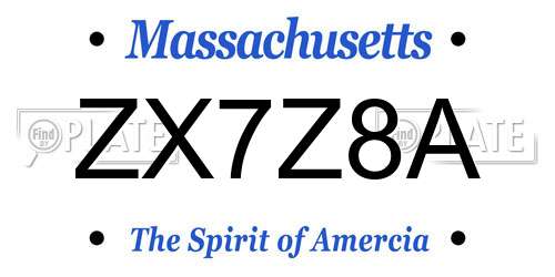 ZX7Z8A Massachusetts License Plate
