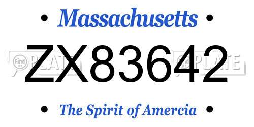 ZX83642 Massachusetts License Plate