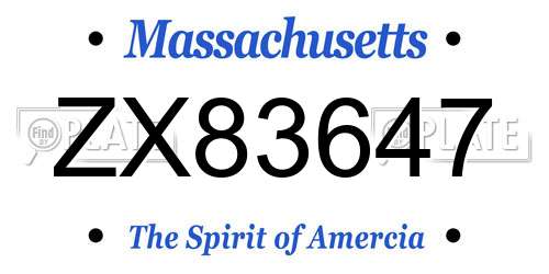 ZX83647 Massachusetts License Plate