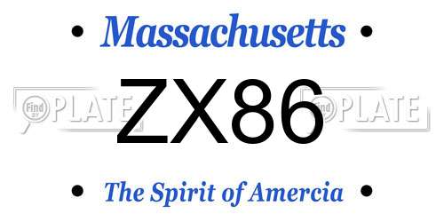 ZX86 Massachusetts License Plate