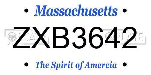 ZXB3642 Massachusetts License Plate