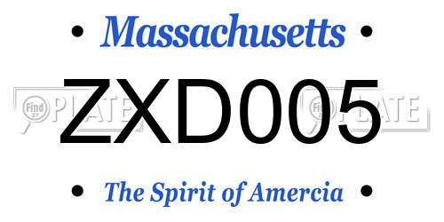 ZXD005 Massachusetts License Plate