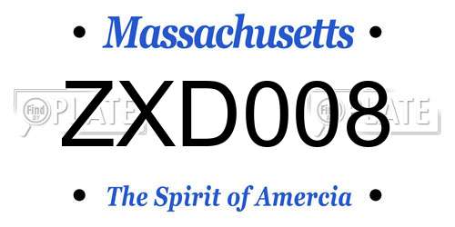 ZXD008 Massachusetts License Plate