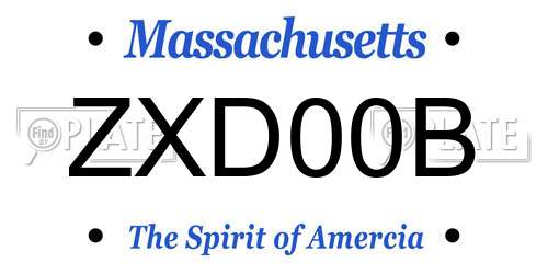 ZXD00B Massachusetts License Plate