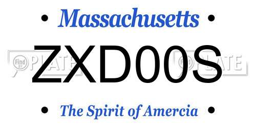 ZXD00S Massachusetts License Plate