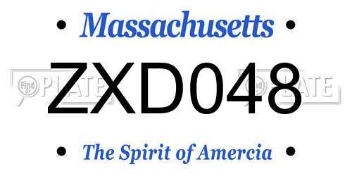 ZXD048 Massachusetts License Plate