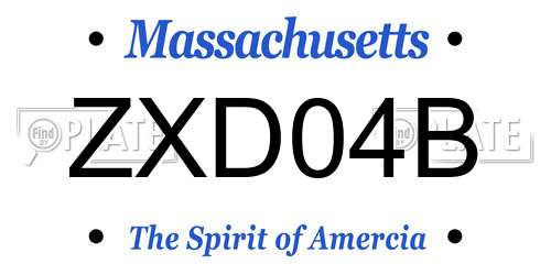 ZXD04B Massachusetts License Plate