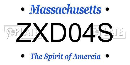 ZXD04S Massachusetts License Plate