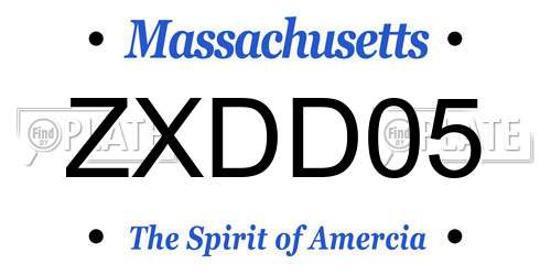 ZXDD05 Massachusetts License Plate