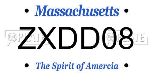 ZXDD08 Massachusetts License Plate