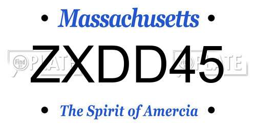 ZXDD45 Massachusetts License Plate