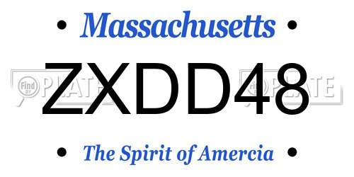 ZXDD48 Massachusetts License Plate