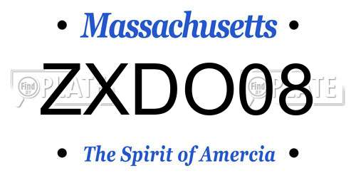 ZXDO08 Massachusetts License Plate