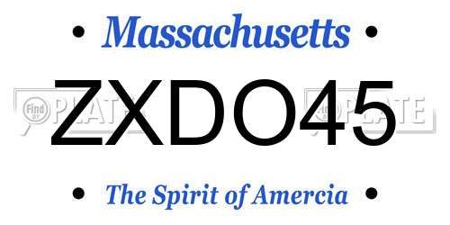 ZXDO45 Massachusetts License Plate