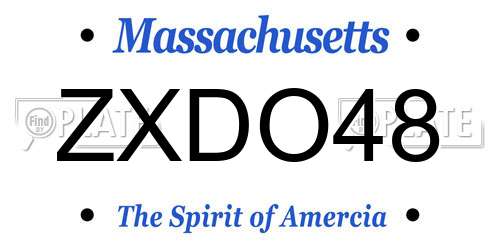 ZXDO48 Massachusetts License Plate
