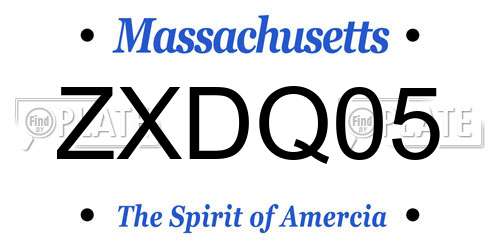 ZXDQ05 Massachusetts License Plate