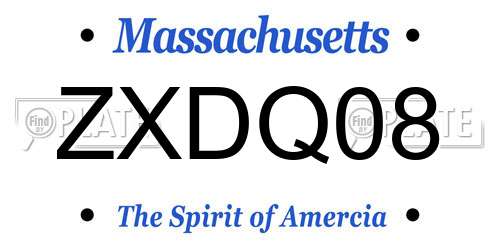 ZXDQ08 Massachusetts License Plate