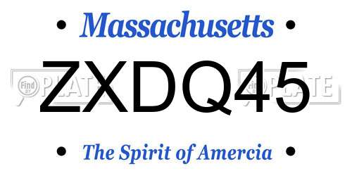 ZXDQ45 Massachusetts License Plate