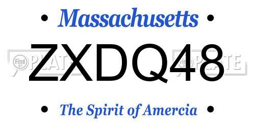 ZXDQ48 Massachusetts License Plate