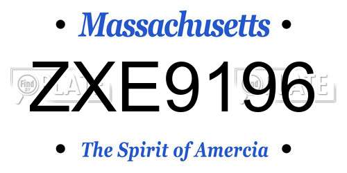ZXE9196 Massachusetts License Plate