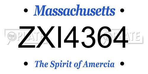 ZXI4364 Massachusetts License Plate