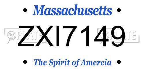 ZXI7149 Massachusetts License Plate