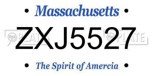 ZXJ5527 Massachusetts License Plate